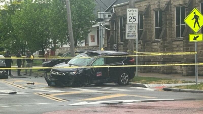 Heavy police presence closes street; Amazon car damaged on West Side of Cleveland