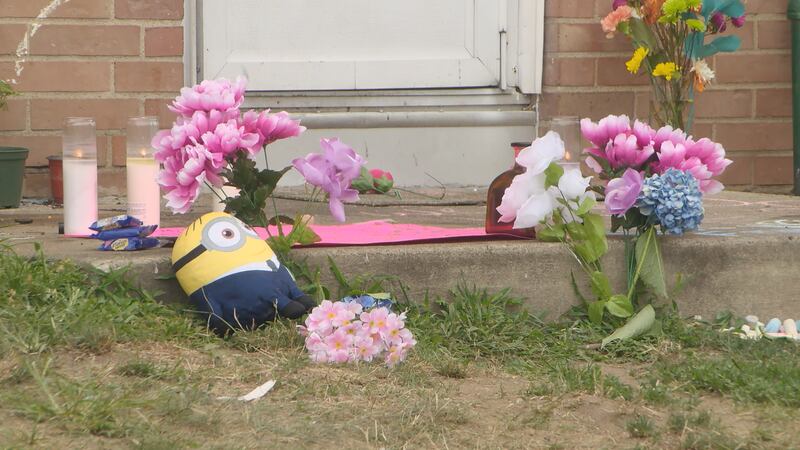 Flowers left in memory of Paige Calich