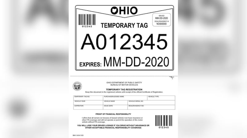 Ohio BMV: Print your temporary tag online Ohio BMV: Print your temporary tag online